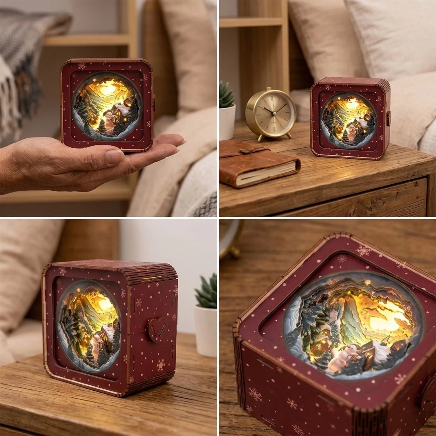 Wooden Winter Village Night Light Kit Snowy Landscape Holiday Lamp