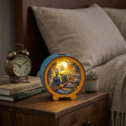 Wooden Steam Train Night Light Kit Classic Locomotive LED Decor