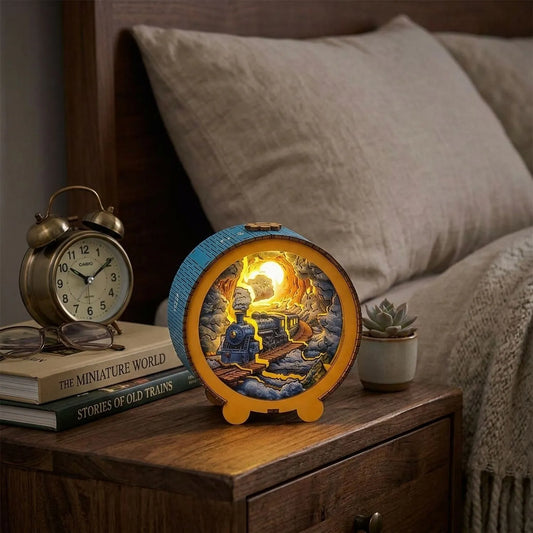 Wooden Steam Train Night Light Kit Classic Locomotive LED Decor