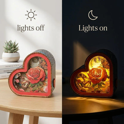 Wooden Love of Butterfly Night Light Kit Floral Garden Shadow Box