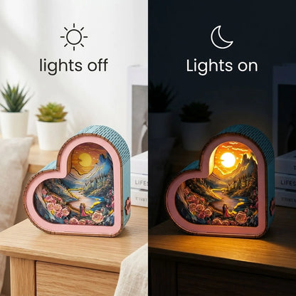Wooden Love View Night Light Kit Romantic Landscape Bedroom Decor