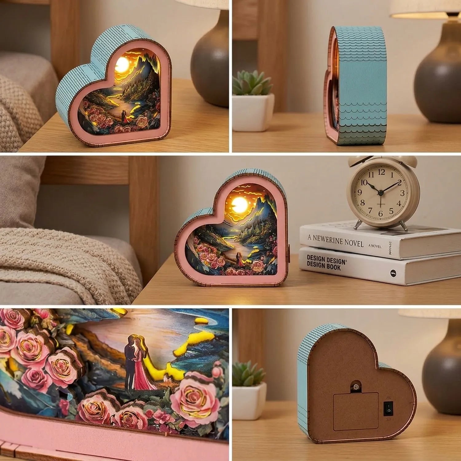 Wooden Love View Night Light Kit Romantic Landscape Bedroom Decor