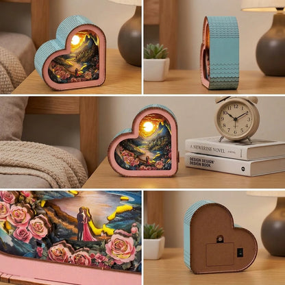 Wooden Love View Night Light Kit Romantic Landscape Bedroom Decor