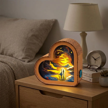 Wooden Moonlit Fate Night Light Kit Fantasy Story Shadow Box LED