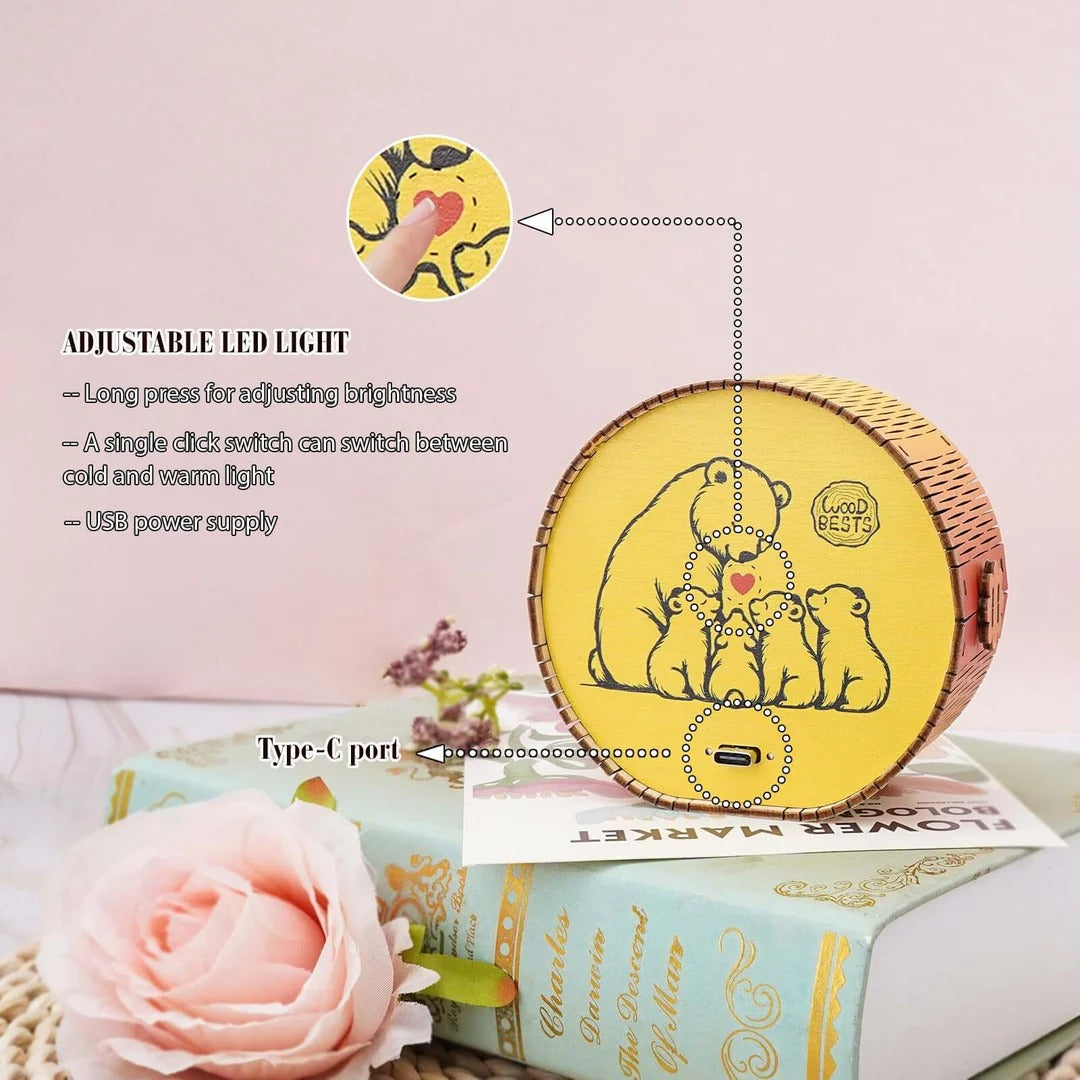 Bear Family - 3D Wooden Puzzle Night Light