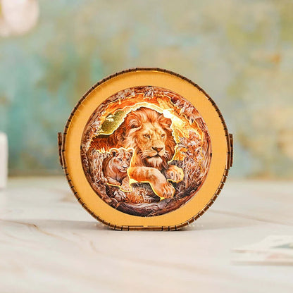 Lion & Cubs - 3D Wooden Puzzle Night Light