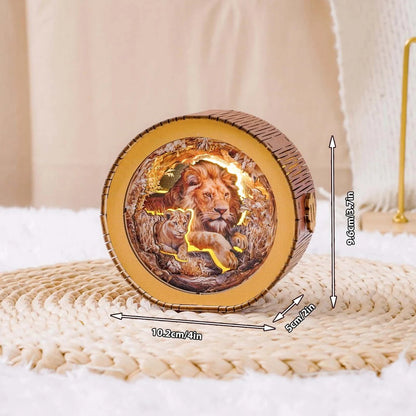 Lion & Cubs - 3D Wooden Puzzle Night Light